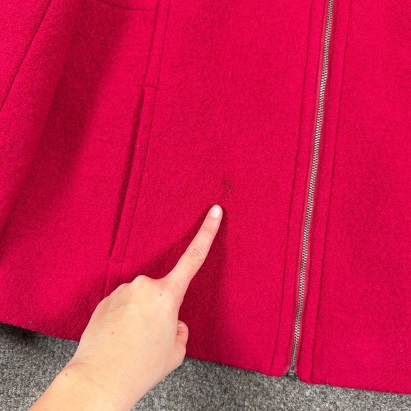 Lands End Fuchsia Pink Full Zip Wool Blend Jacket Women’s 12P Stand Collar Coat - Picture 6 of 14